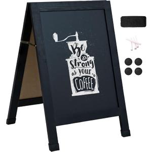 Sunnydaze Magnetic A-Frame Chalkboard Sign - Double-Sided Chalk Sandwich Board Sidewalk Sign - 30" x 20" - Black