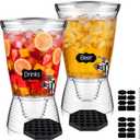 Nuenen 2 Sets of 2.6 Gallon Beverage Dispensers for Parties, Clear Plastic Drink Juice Dispensers with Spigot and Drip Tray Beverage Water Fountains for Wedding Birthday Party Cold Hot Drinks