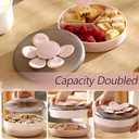 2-Layer Snack Box and Serving Tray with Lid and 6 Petal-Shaped Fruit Forks, 7-Compartment Organizer for Candy, Fruits, Nuts, Charcuterie, Ideal for Party and Entertaining