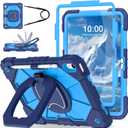 WESOROL Case for iPad (A16) 11th/10th Generation 2025/2022 with Screen Protector Rotating Stand Pencil Holder Shoulder Strap Heavy Duty Shockproof Cover for iPad 10th Gen Case,Navy Blue