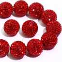 Dowarm 16MM Red Rhinestone Beads for Crafting, Round Polymer Clay Crystal Beads for Jewelry Making Bracelet Necklace Earring Beaded Pen, Fancy Shamballa Pave Disco Ball Diamond Bead, 20PCS