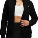 baleaf Women's Fleece Running Jacket Water Resistant Full Zip Winter Cold Weather Gear Thermal Cycling Workout Jackets, Black, Medium