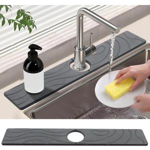 Faucet Mat for Kitchen Sink - Diatomite Quick Dry Sink Splash Guard, Super Absorbent, Kitchen Stone Sink Tray, Faucet Splash Guard for Bathroom Counter (23.62 * 3.93")