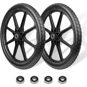 20'' Flat-Free Tire and Wheel, 250LB Capacity Each, Compatible with R ubbermaid Wheelbarrow, Includes 3/4'' & 5/8'' Bearings, 2.5'' Hub, for Garden Cart, Big Wheel Utility Carts, 2 Pack