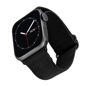WITHit Designer Band Compatible with Apple Watch (Black - Elastic Woven Nylon, 42mm (Series 1-3 only) & 44/45/46/49mm (Ultra & Ultra 2))