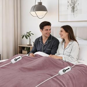 Electric Heated Blanket 84"x90" Queen Size Microplush Cover Blanket, 4 Heat Settings & 10 Hours Auto Off, Cozy & Warm for All Night, Machine Washable,Berry