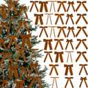 30 Pcs Christmas Velvet Ribbon Bows 6.7 Inches Vintage Xmas Tree Bow Decorations for Gifts Christmas Tree Wreath Home Door Cabinets Furniture Kitchen Party Decor(Brown)
