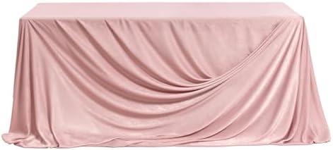 Ling's moment Dusty Rose Wedding Table Cloths in Velvet-Like Fabric, 9ft x 11ft, Fits 4ft/6ft Rectangular/Round Sweetheart&Head Table for Wedding Reception, Bridal Shower, Birthday Decoration