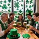 2 x Unique Shamrock Design - St. Patrick's Day Window Clings, 8 Sheets Window Decals Decorations for Home, Office, Classroom, Indoor Spring Stickers Decor