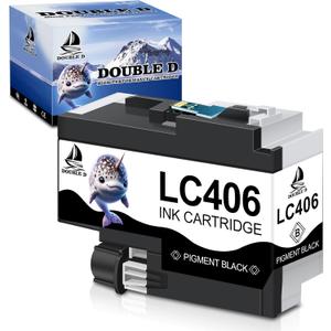 DOUBLE D LC406 Compatible Black Ink Cartridge for Brother LC406 LC406BK Use with MFC-J4335DW MFC-J4535DW MFC-J5855DW MFC-J5955DW MFC-J6555DW MFC-J6955DW Printer, 1BK