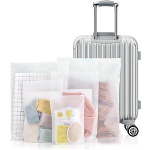 30PCS Frosted Travel Storage Bags for Clothes,Zip-lock Seal Storage Bags Luggage Clothes Shoes Makeup Packing Pouch Organizer,Reusable Space Saver Packing Sacks Compression Bags (5 Size)