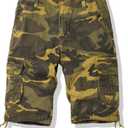 Men's Cotton Cargo Shorts, Short Trousers Work Shorts Jogging Men's Sweat Shorts Large Size Cheap Overalls Shorts Multi Pockets with Drawstring Comfortable Summer Surf Shorts, Size 31