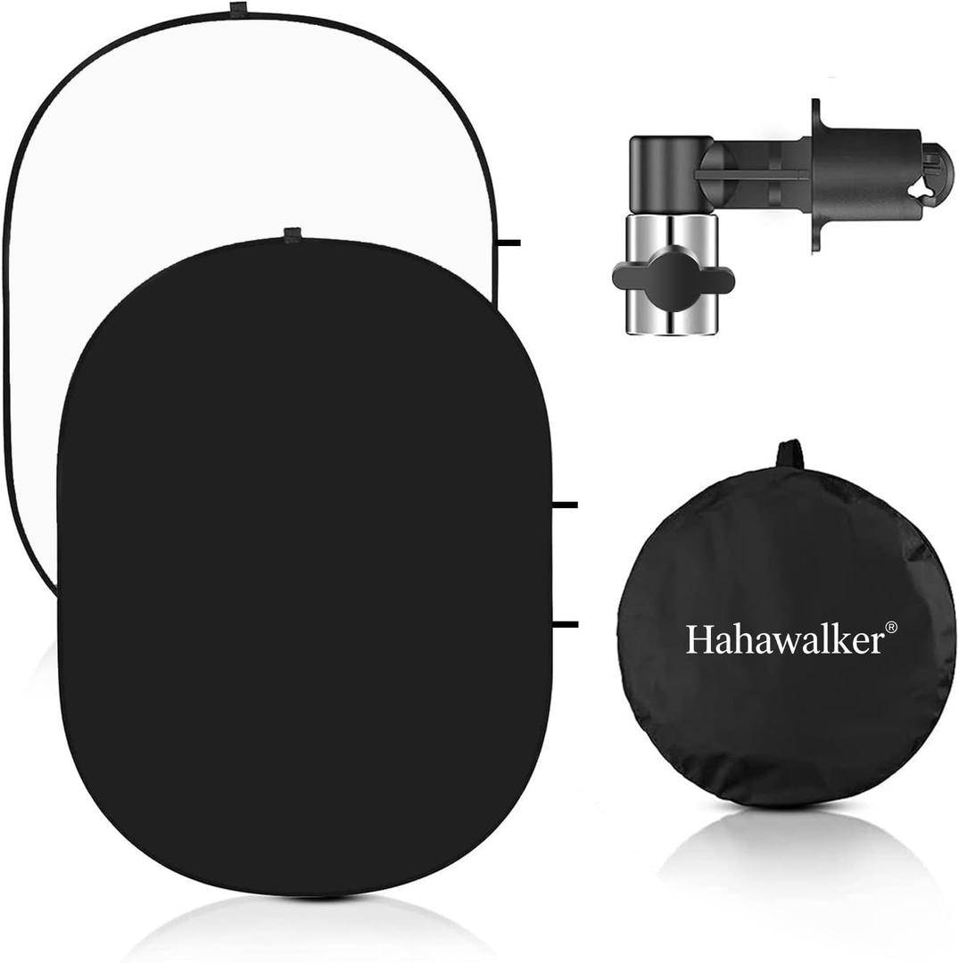 Black&White Chromakey Backdrop with Clip,Portable 3X5ft Black White Screen 2 in 1 Pop Up Collapsible Backdrop for Photo and Video Shooting,Gaming