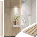 Art3d Slat Wood Wall Paneling for Interior and Ceiling Decoration - Pack of 4pcs + 1pc End-Trim, Size 108 x 5.7in.- Ashtree