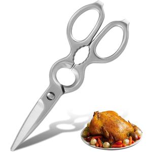 Upgraded Version of Kitchen Scissors Full-Steel Forged Stainless Steel Kitchen Shears Come Apart Food Scissors for Pizza Meat Bone Cutting Scissor Heavy Duty Metal Shears, Silver