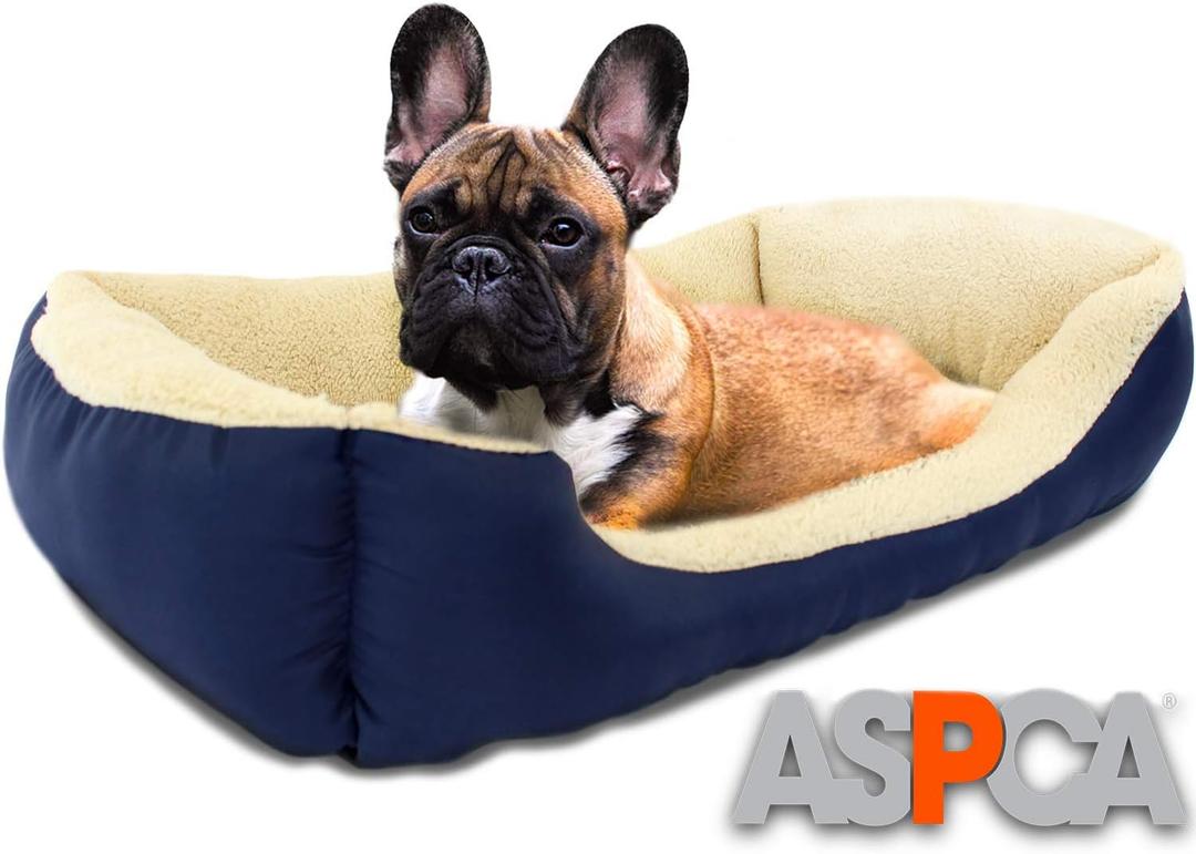 ASPCA Microtech Dog Bed, for Small to Medium Pets, Blue (28x20x8)