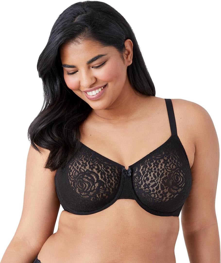 Wacoal Women's Halo Lace Underwire Bra (38B, Black)