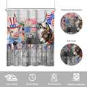 Newsely 4th of July Shower Curtain 60Wx72H Inch Independence Day Patriotic Farmhouse Highland Cow Animals Rustic Bathroom Set Donkey Chicken Pig Waterproof Bath Decoration Accessories Home Decor
