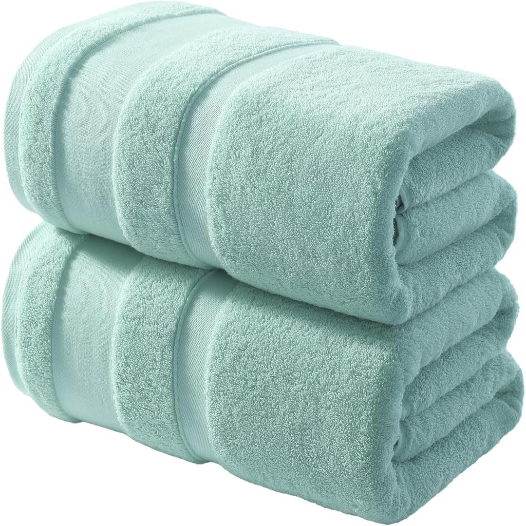REDKISS 100% Cotton Bath Towels Set of 2, Extra Large Bath Sheets 35 X 70 Inches, 800 GSM, Quick Dry, Ultra Soft & Super Absorbent Bathroom Towel Sets for Bathroom, Gym, Spa, Pool & Hotel, Blue
