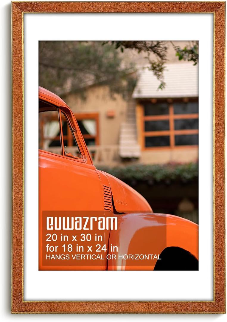 Suede 20x30 Frame - Single Frame, Christmas Elegant Brown 20 x 30 Poster Frame with Mat for 18x24, 20x30 Picture Frames for Artwork, Puzzles, Photos and Movie Posters