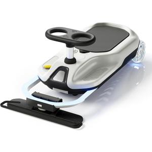 Upgraded Clean Car for Kids, Electric Go Kart with Bearing Steering Rod, Stepless Speed, Glowing Wheels & Storage, 12V Ride-On Race Wiggle Vehicle with Floor Cleaner Function, for Ages 3+