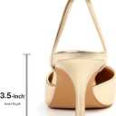 Miorap Closed Pointed Toe Kitten Slingback Heels for Women Ankle Strap Pumps Wedding Party Dressy Comfort Shoes Gold Size 7.5