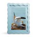 THKRLOF 5x7 Picture Frame with Mat for 4x6, Wavy Edge Wooden Real Glass Photo Frame for Tabletop and Wall Hanging, Blue, 1 Pack
