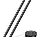 Short Spring Tension Rods for Windows (23 to 37 Inches, Black, 2-Pack) - No Drill Adjustable Pressure Curtain Rods for Kitchen, Bathroom, and Closet