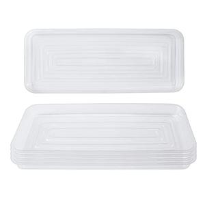 Idyllize Rectangular 4 Pieces of 15 by 6 Inch Clear Thick Plastic Heavy Duty Sturdy Plant Saucer Drip Trays for pots, Window Sills and Window Shelf (15"x6")