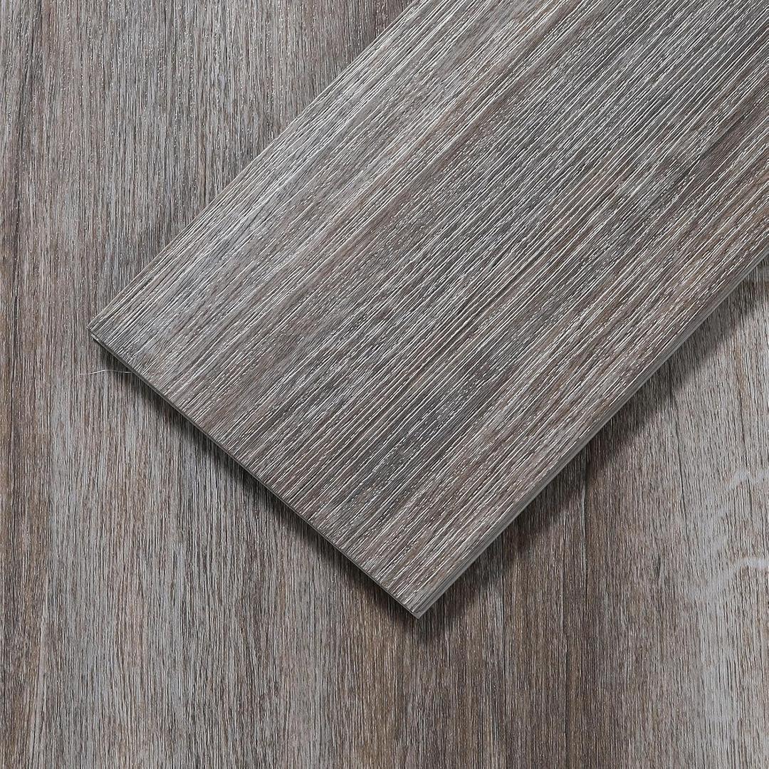 Peel and Stick Floor Tile, 12-Pack 36"x 6" Slate Gray Wood Grain Sticky Tiles, Waterproof Vinyl Flooring Cover 18 sq. ft, DIY Luxury Vinyl Plank Flooring for Bedroom, Living Room, Kitchen