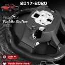 Real Carbon Fiber Steering Wheel Heated for F150 Raptor Gen 2 (2017-2020), D-Shape, Nappa Leather with White Stripe & Stitching, Matching Trim Piece, for Raptor with Paddle Shifters Models