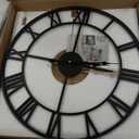 Large Modern Metal Wall Clocks Rustic Round Nearly Silent Little Ticking Battery Operated Roman Numerals Clock for Living Room/Bedroom/Kitchen Wall Decor-(Black, 47cm)