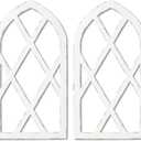 EMASION 2-Pack 16 x 31 Inches Rustic White Window Frame Wall Decor, Farmhouse Wood Window Pane, Vintage Country Decorations for Home, Living Room, Bedroom