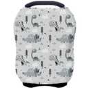 Car Seat Covers for Babies - Multi- use Nursing Carseat Canopy, Breastfeeding Covers, Baby Shower Gifts for Boys and Girls (Grey Dinosaur)