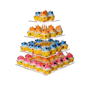 Cupcake Stand, 4 Tier Cupcake Stand for 50 Cupcakes, Square Tiered Cupcake Tower, Clear Acrylic Cupcake Holder, Dessert Stands for Party, Wedding, Birthday, Baby Shower, Halloween