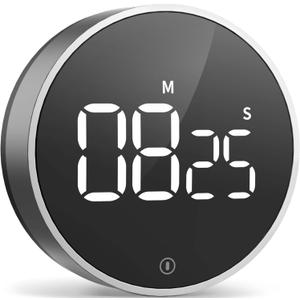 VOCOO Digital Kitchen Timer - Magnetic Countdown Countup Timer with Large LED Display Volume Adjustable, Easy for Cooking and for Seniors and Kids to Use (Space Grey) (7.8*7.8*2.7CM)