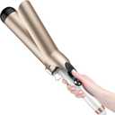 Hoson Curling Iron 2 Inch Large Barrel for Big Curls, Ceramic Curling Iron Wand for Long Hair,Dual Voltage, 10 Temp with LCD Display (White)