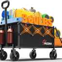 360LBS Heavy-Duty Wagons Carts Foldable 120L Collapsible Wagon Cart with Wheels and Tailgate, Folding Utility Wagon Carts for Groceries, Outdoor Camping, Shopping, Beach, Garden (Black)