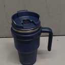 ALOUFEA 20 oz Insulated Coffee Mug Tumbler with Handle, Stainless Steel Travel Mug Tumbler with Lid and Straw,Double Wall Vacuum Leak Proof Ice Coffee Thermal Cup, Navy