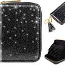 Women's Small Credit Card Wallet RFID Glitter Cute Credit Card Holder Wallets for Women
