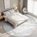 Round Rugs 8ft, Circle Washable Area Rugs for Living Room, Grey