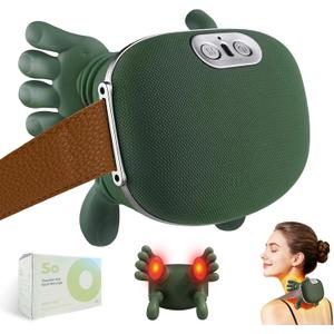 Shoulder and Neck Massager, Bionic Heated Massager, Neck Massager with Fingers, 4D Kneading Massage for Home and Travel (Mesh Green)