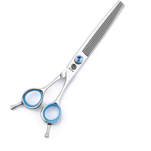 Purple Dragon Touch Pet Blenders Shears, 7.0" 50-Tooth Thinning Scissor for Dogs, 440c Japanese Stainless Steel Texturizers Dog Thinning Shears(Blue)