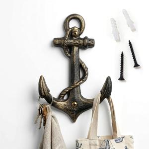 Nautical Anchor Hooks Antique Bronze Cast Iron Decorative Wall Hook, Treasures of The Caribbean Islands 1 Pack