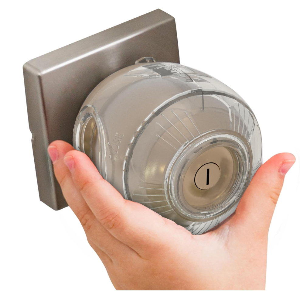 Child Safety Door Knob Cover (4 Pack) Hard-to-Remove Dual-Lock Door Handle Covers for Kids - Reusable Baby Proof Door Knob Locks - Installs Easily, No Tools Needed (Transparent)