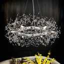 Macarena Modern Crystal Chandelier Dining Room Light Fixtures Silver Firework,Chrome Large Round Pendant Hanging Lighting for Bedroom Living Room Entryway Closet Bathroom Kitchen