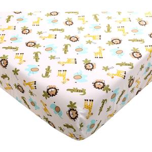 Brandream Fitted Crib Sheets for Boys Girl Jungle Animals Print Baby Toddler Sheets Cotton Crib Sheet for Standard Crib and Toddler Mattresses