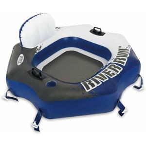 Intex 58854EP River Run Connect Inflatable Floating Lounge: Comfortable Backrest  Built-in Cup Holder  Durable Grab Handles  Easy-to-Use Connectors  220lb Weight Capacity (Blue) Intex 58854EP River Run Connect Inflatable Floating Lounge: Comfortable Backrest  Built-in Cup Holder  Durable Grab Handles  Easy-to-Use Connectors  220lb Weight Capacity (Blue)