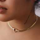 Sacina Heart Choker, Stainless Steel Necklace, Choker Necklaces for Women, Chunky Heart Necklace, Valentine Gift, Christmas Jewelry Gift