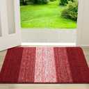 Kitinjoy Indoor Outdoor Door Mat, 30x17 Non-Slip Absorbent Dirt Trapper, Low-Profile Washable Inside Entrance Front Floor Mat, Sturdy Soft Entry Doormats for Entryway, Burgundy